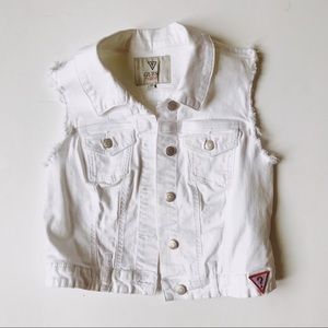 Guess white denim vest large